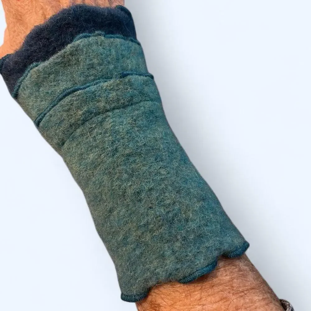 Anra tealgreen wool blend fingerless